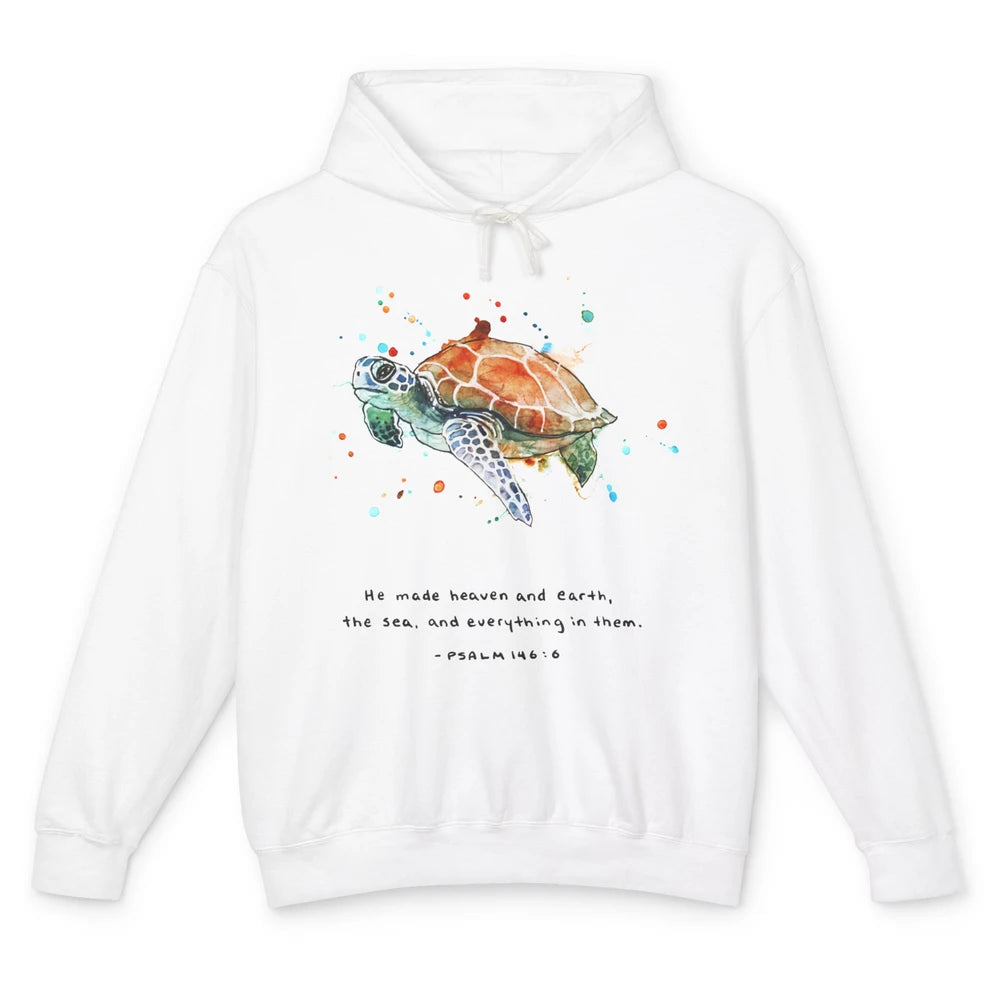 Christian He Made Heaven And Earth Sea Bible Verse Religious Unisex Lightweight Hoodie