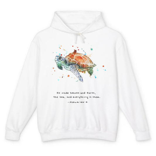 Christian He Made Heaven And Earth Sea Bible Verse Religious Unisex Lightweight Hoodie