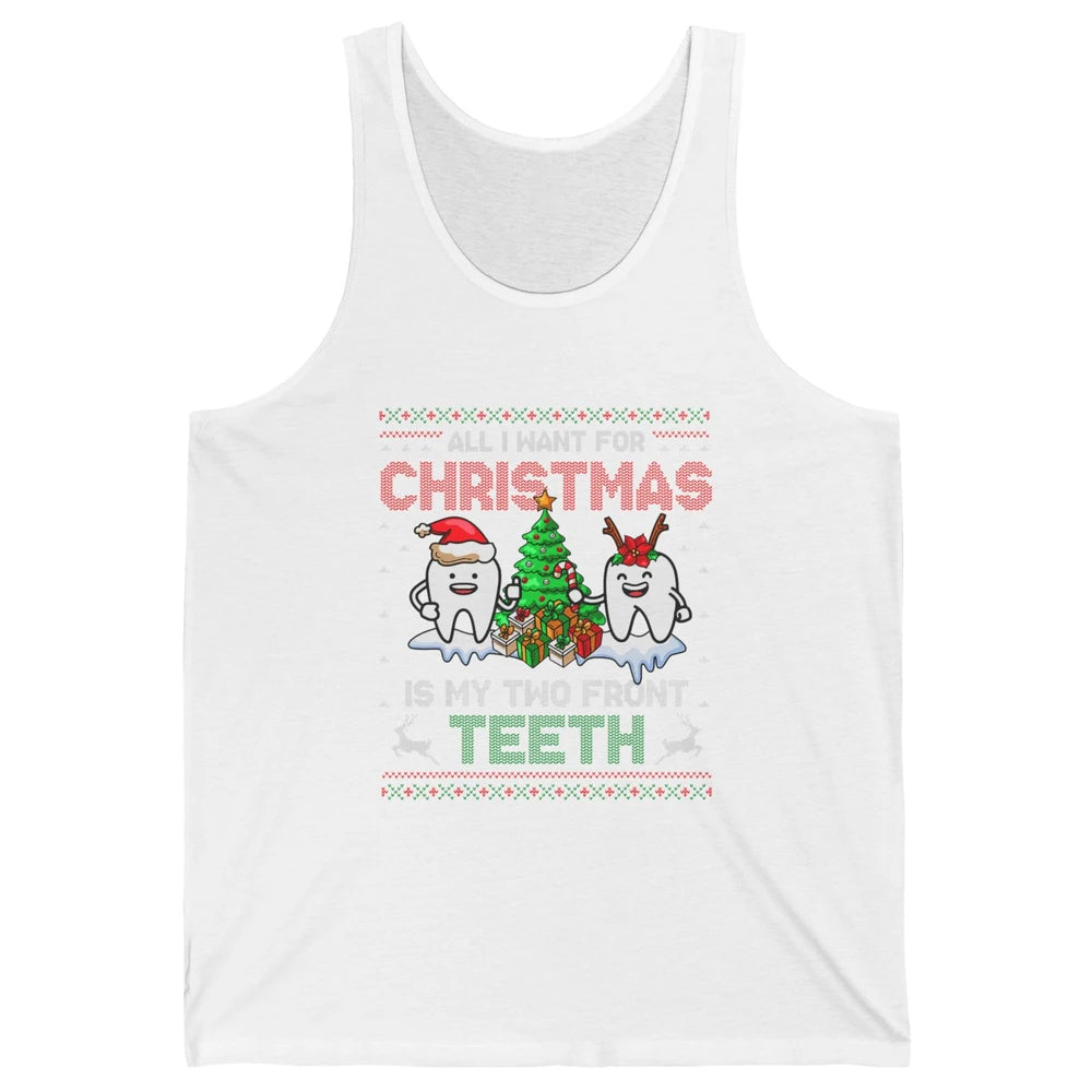 Merry Christmas Funny Two Teeth Dentist Xmas Tree Santa Ugly Unisex Jersey Tank