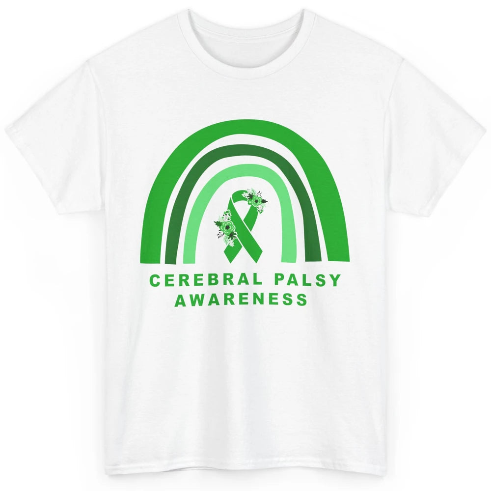 Cerebral Palsy Awareness Floral Green Rainbow Brain Disease Classic Unisex T-Shirt