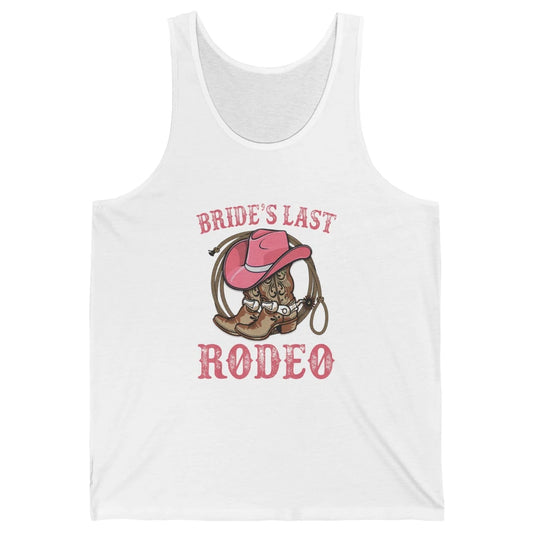 Bride's Last Rodeo Cowgirl Hat Bachelorette Party Wedding Unisex Jersey Tank