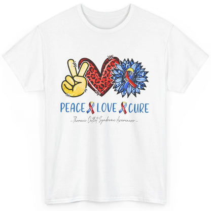 Thoracic Outlet Syndrome Awareness Peace Love Cure Sunflower Classic Unisex T-Shirt