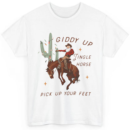 Cowboy Santa Giddy Up Jingle Horse Pick Up Western Christmas Classic Unisex T-Shirt