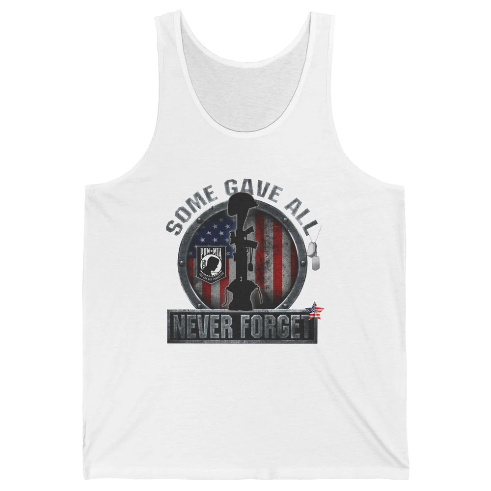 Retro US Veteran Some Gave All Never Forget Memorial Day Unisex Jersey Tank