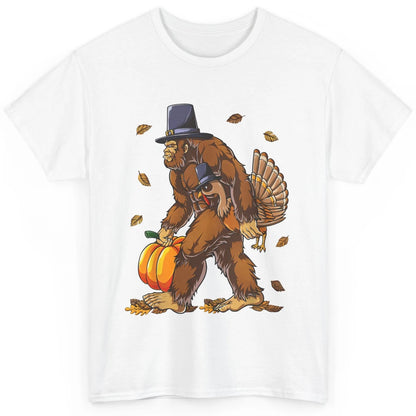 Bigfoot Pilgrim Hat Turkey Thanksgiving Funny Turkey Autumn Classic Unisex T-Shirt