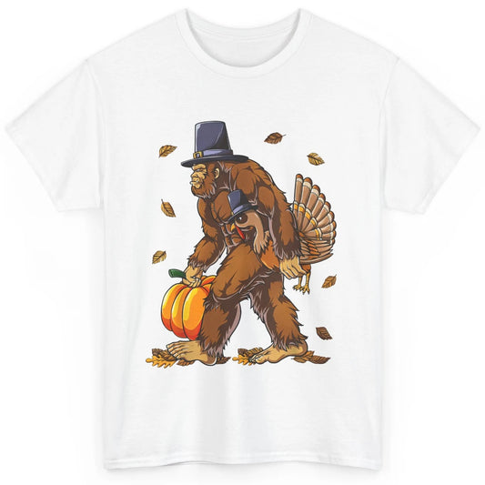 Bigfoot Pilgrim Hat Turkey Thanksgiving Funny Turkey Autumn Classic Unisex T-Shirt