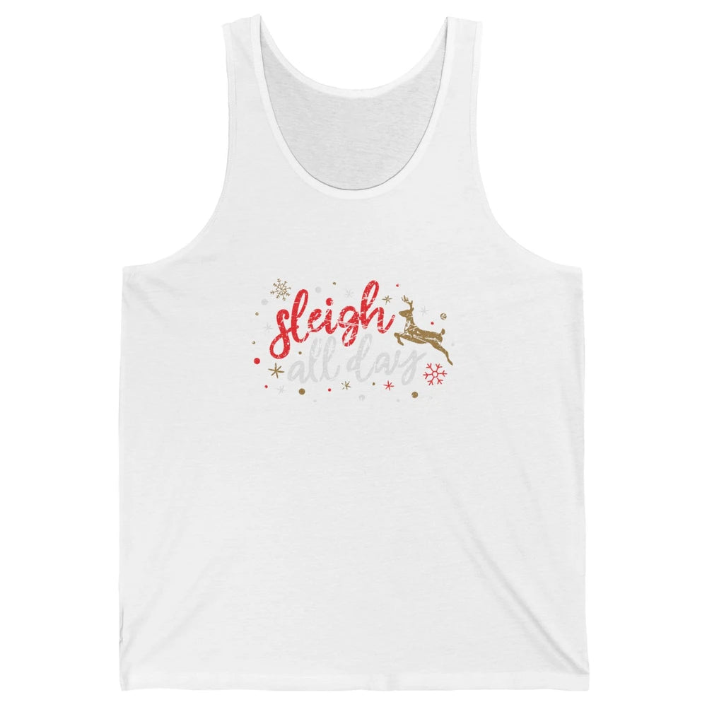 Sleigh All Day Xmas Reindeer Retro Merry Christmas Lights Unisex Jersey Tank