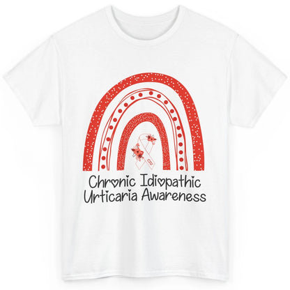 Chronic Idiopathic Urticaria CIU Red White Ribbon Rainbow Classic Unisex T-Shirt