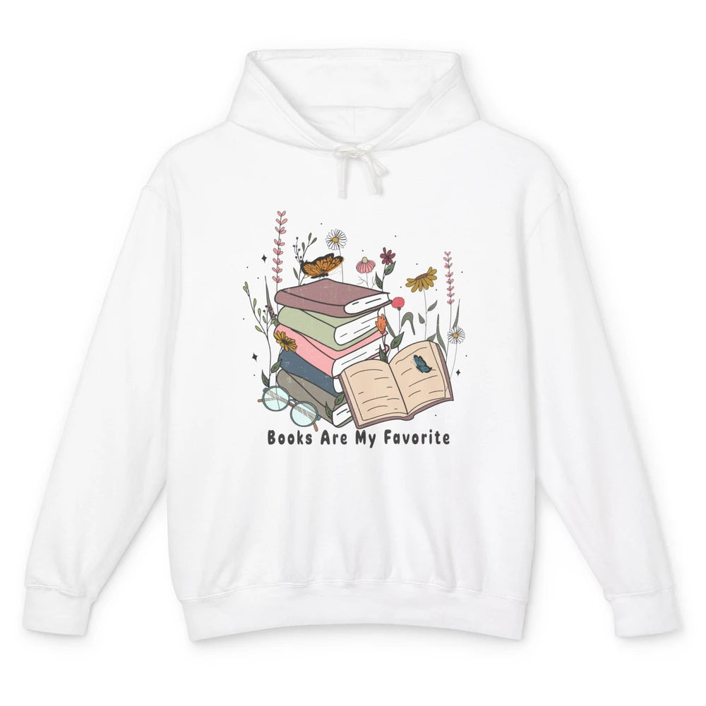 Vintage Books Are My Favorite Floral Bookish Reading Retro Unisex Lightweight Hoodie