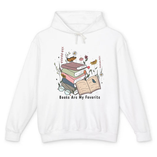 Vintage Books Are My Favorite Floral Bookish Reading Retro Unisex Lightweight Hoodie