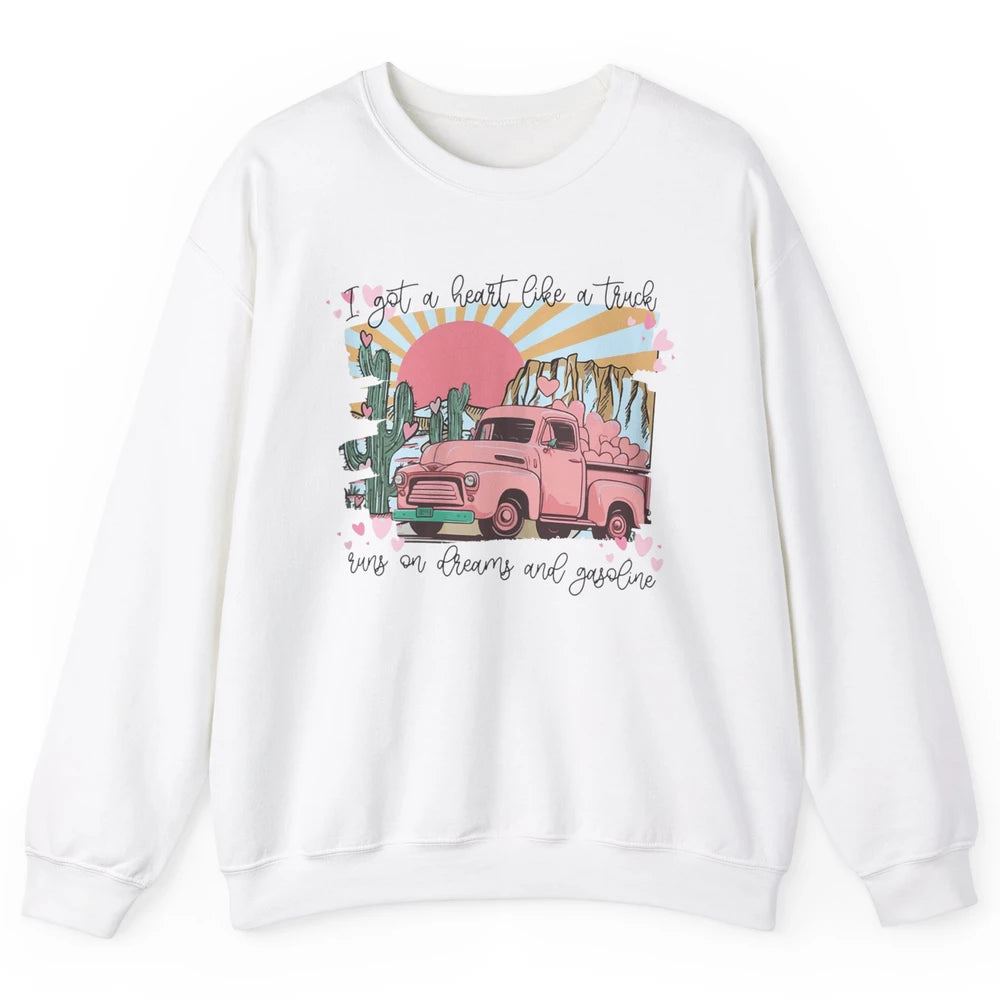 Western Sunset Cowgirl I Got Heart Like Truck Rodeo Cactus Unisex Crewneck Sweatshirt