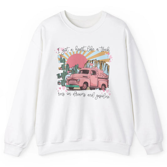 Western Sunset Cowgirl I Got Heart Like Truck Rodeo Cactus Unisex Crewneck Sweatshirt