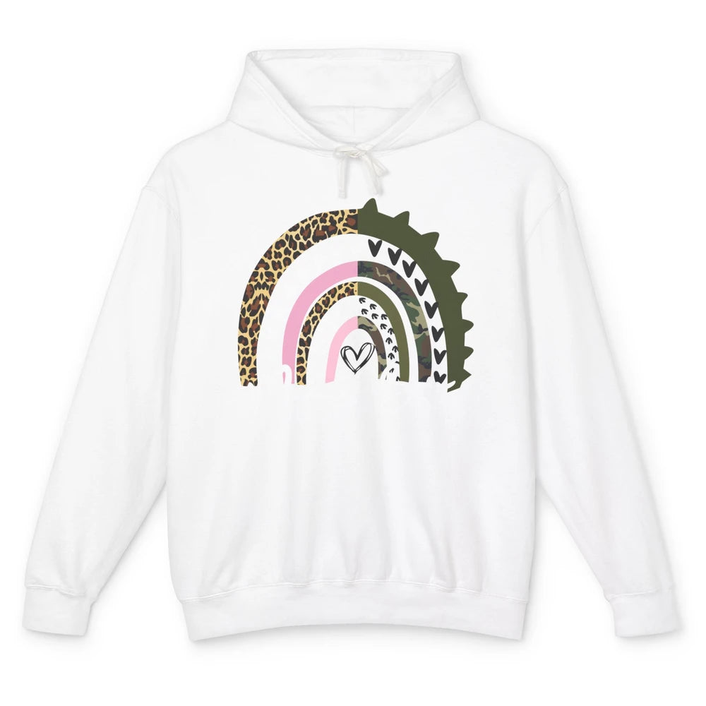 Leopard Rainbow Mother of Daughter And Son Mom of Both Gift Unisex Lightweight Hoodie