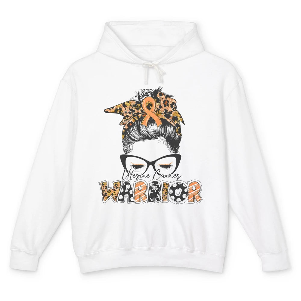 Messy Hair Leopard Woman Warrior Uterine Cancer Awareness Unisex Lightweight Hoodie