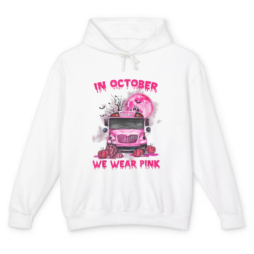 School Bus Driver Wear Pink Ribbon Breast Cancer Awareness Unisex Lightweight Hoodie