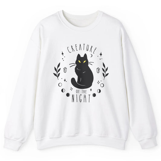 Black Cat Witch Creature Of The Night Halloween Cat Costume Unisex Crewneck Sweatshirt