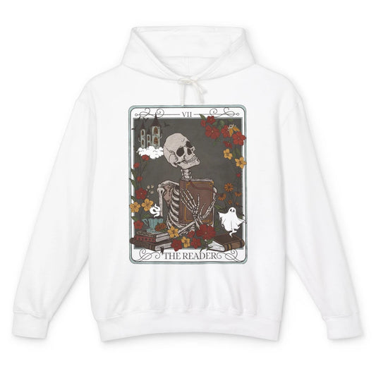 The Reader Tarot Card Skeleton Librarian Witchy Mystical Unisex Lightweight Hoodie