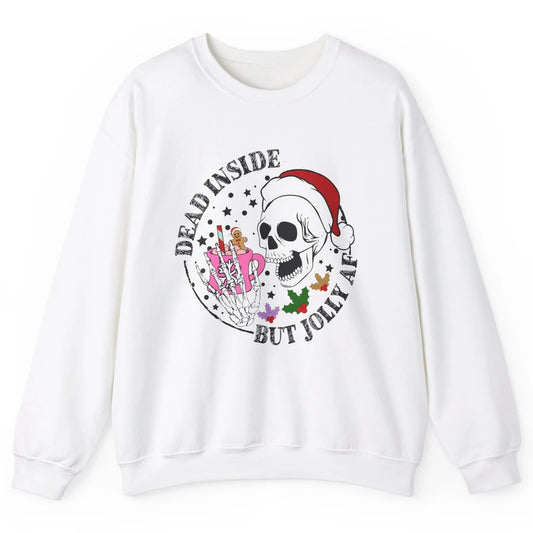 Christmas Skeleton Coffee Dead Inside But Jolly AF Christmas Unisex Crewneck Sweatshirt