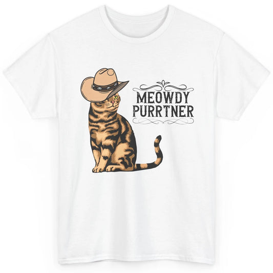 Funny Cat Cowboy Meowdy Purrtner Western Country Cat Mom Classic Unisex T-Shirt