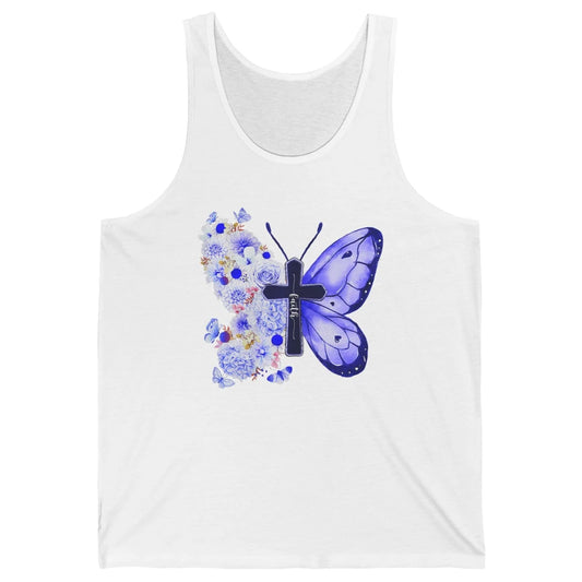 Butterfly Cross Faith Floral God Jesus Christian Bible Women Unisex Jersey Tank