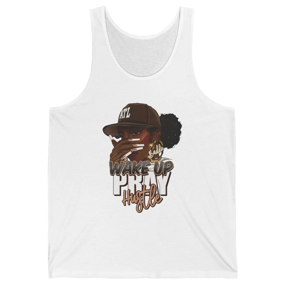 Afro Woman Wake Up Pray Hustle Inspirational Black Women Unisex Jersey Tank