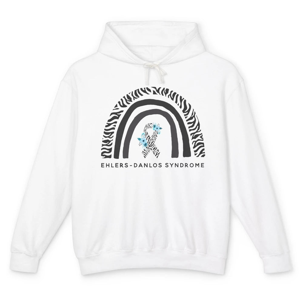 Ehlers Danlos Syndrome Awareness EDS Zibra Ribbon Rainbow Unisex Lightweight Hoodie