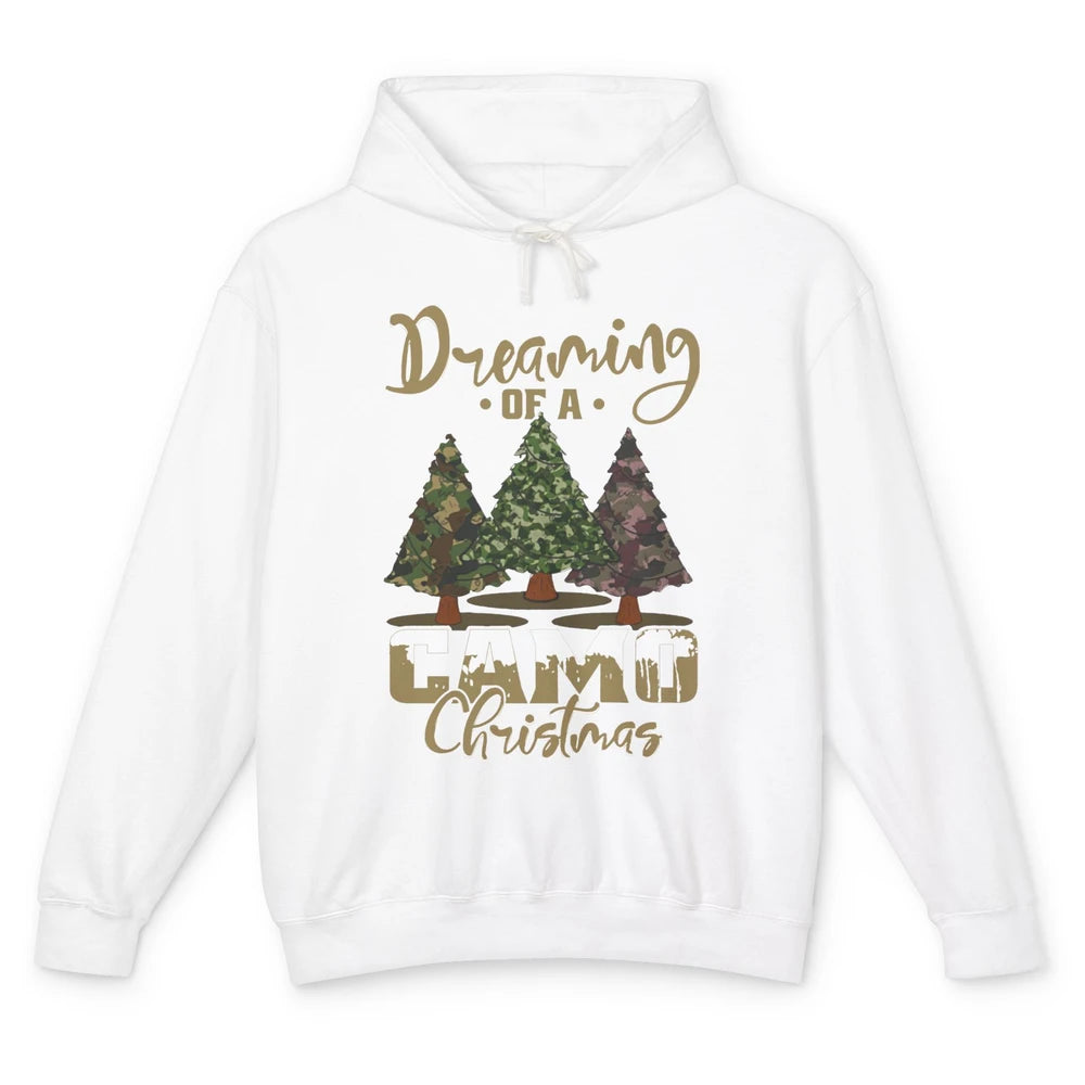 Christmas Tree Dreaming Of A Camo Christmas Veteran Gift Unisex Lightweight Hoodie