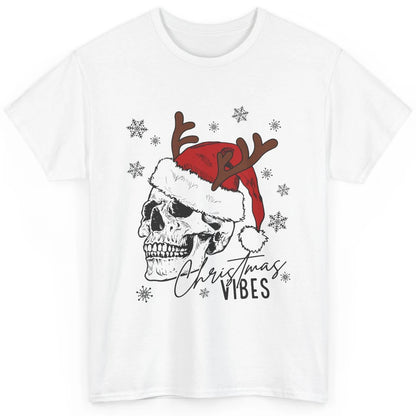 Christmas Vibes Skull With Santa Hat Christmas Skeleton Classic Unisex T-Shirt