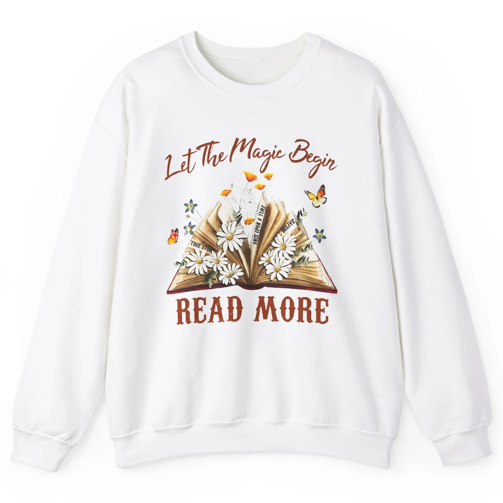 Aesthetic Read More Daisy Flowers Library Bookworm Butterfly Unisex Crewneck Sweatshirt