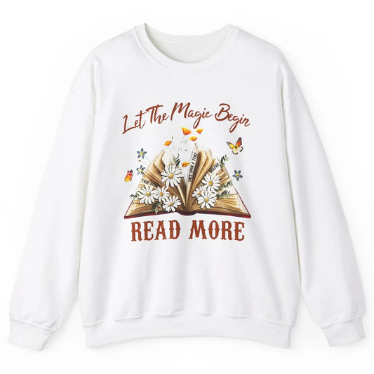 Aesthetic Read More Daisy Flowers Library Bookworm Butterfly Unisex Crewneck Sweatshirt