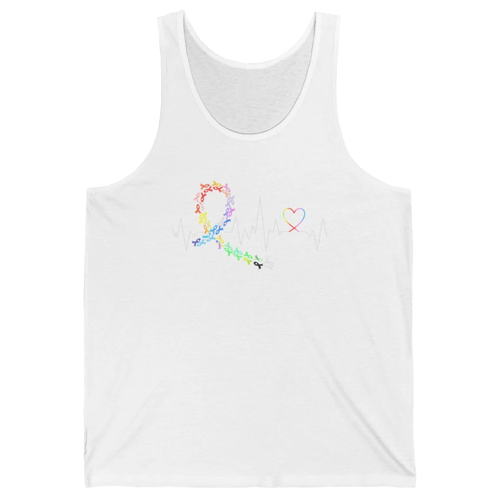 Cancer Awareness All Cancers Matter Heartbeat Unisex Jersey Tank