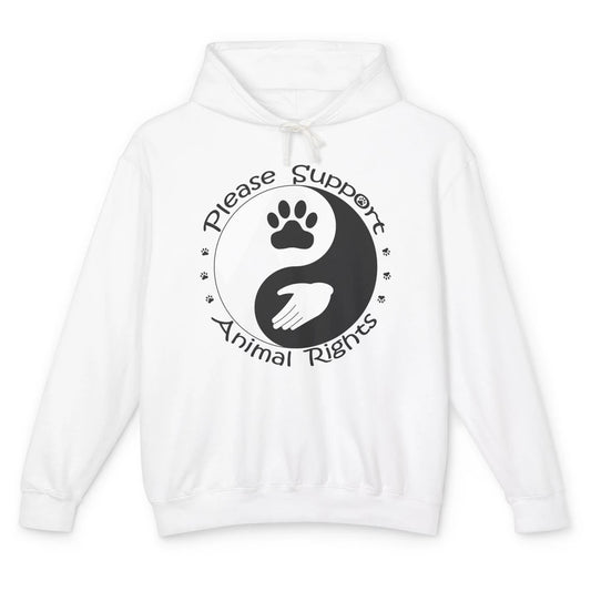 Please Support Animal Rights Pet Rescuer Paw Yin Yang Adopt Unisex Lightweight Hoodie