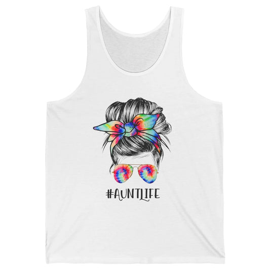 Aunt Life Messy Bun Hair Tie Dye Sunglasses Bandana Auntie Unisex Jersey Tank