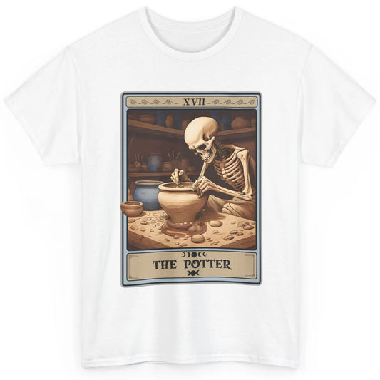 Retro Skeleton The Potter Tarot Card Halloween Pottery Lover Classic Unisex T-Shirt