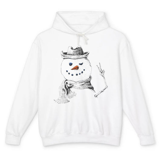 Snowman Peace Sign Christmas Snow Frosty Winter Xmas Gift Unisex Lightweight Hoodie