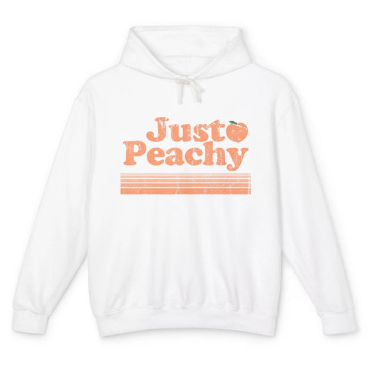 Just Peachy Retro 70s Georgia Peaches Summer Fruit Vegan Unisex Lightweight Hoodie