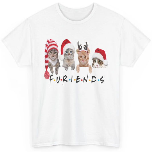 Funny Cat Furiends Merry Christmas Hat Santa Cat Lovers Gift Classic Unisex T-Shirt