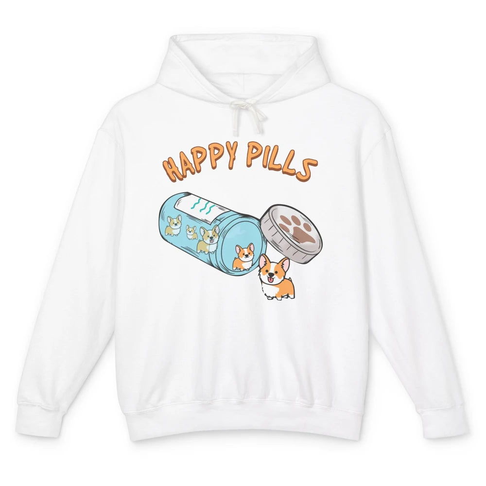 Happy Pills Corgis Cute Welsh Corgi Dog Funny Pet Puppy Unisex Lightweight Hoodie