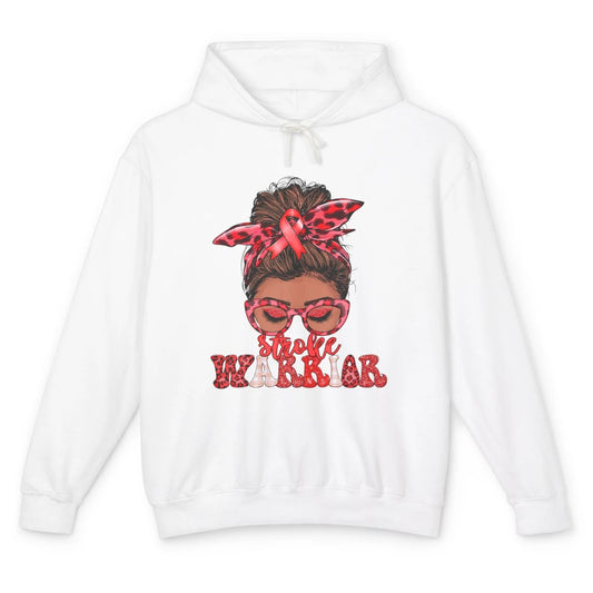 Afro Messy Hair Bun Black Women Warrior Red Stroke Awareness Unisex Lightweight Hoodie