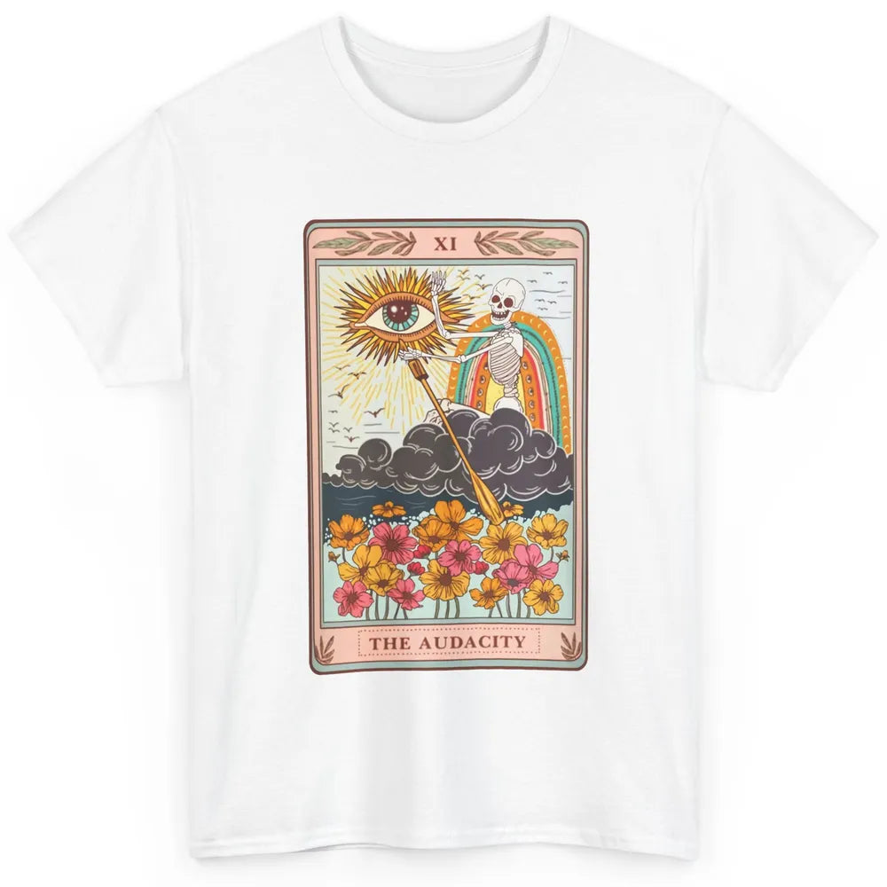 Retro Skeleton Riding Cloud The Audacity Tarot Card Rainbow Classic Unisex T-Shirt