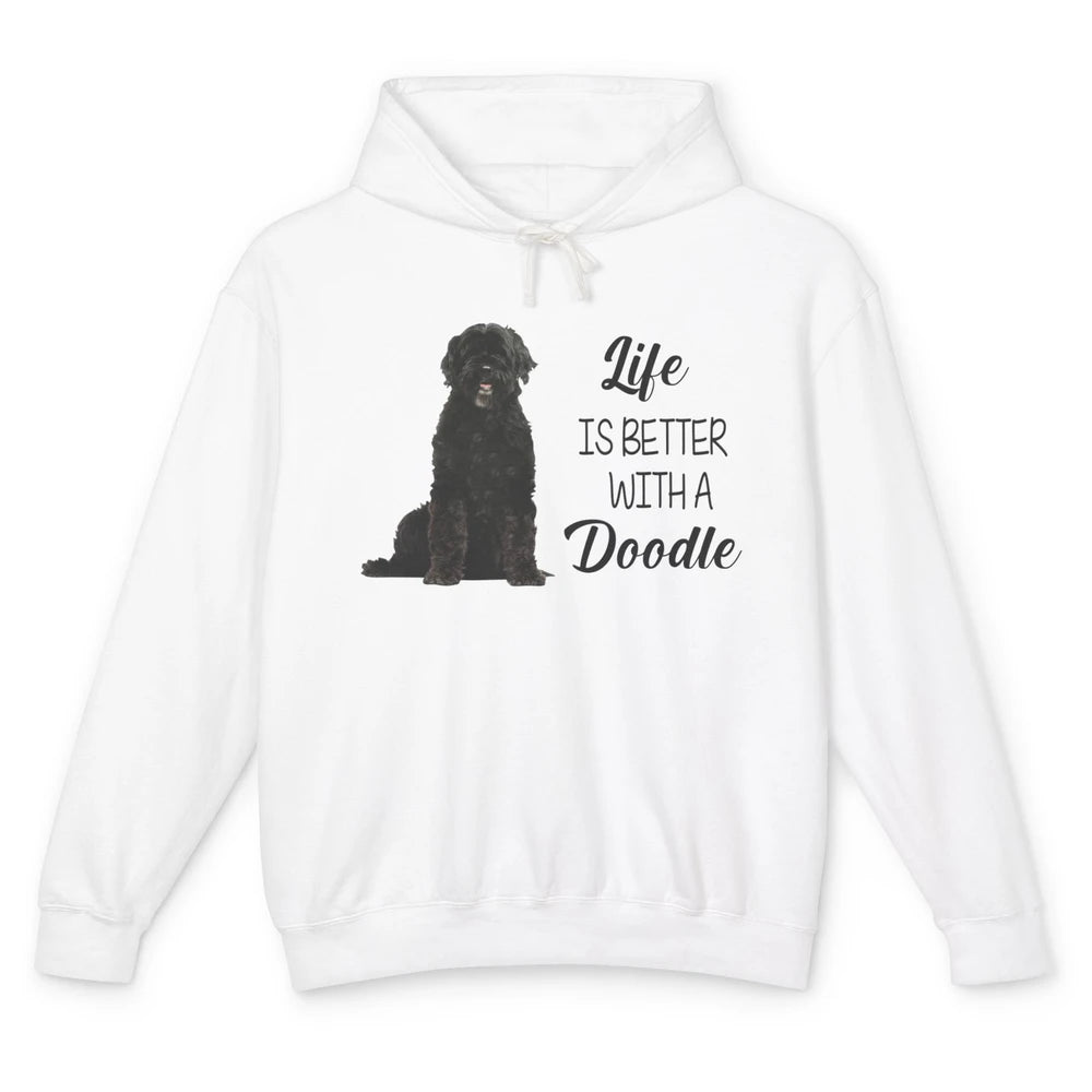 Black Labradoodle Life Is Better With A Doodle Dog Mom Gift Unisex Lightweight Hoodie