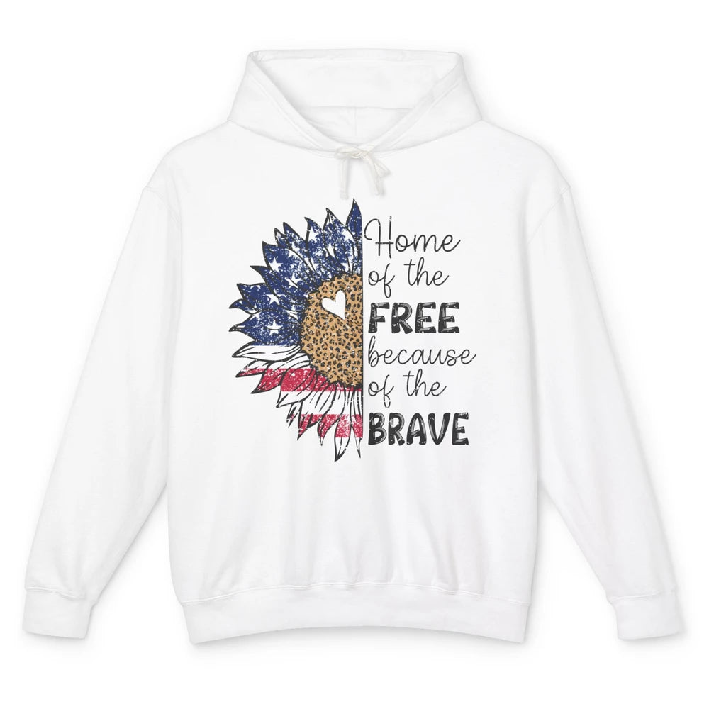 Sunflower 4th Of July Home Of The Free Because Of The Brave Unisex Lightweight Hoodie