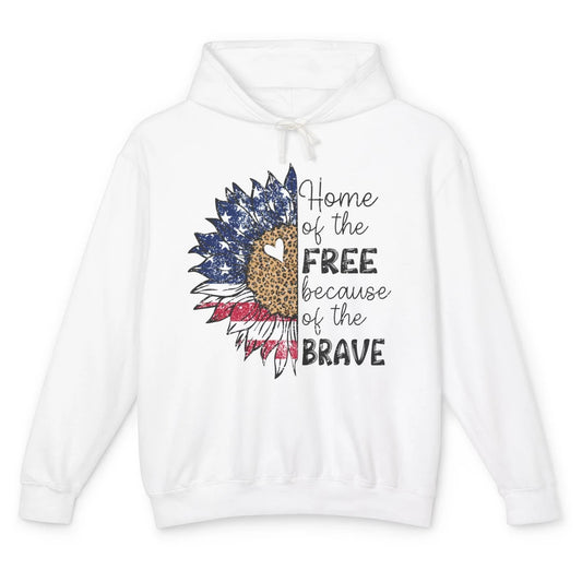 Sunflower 4th Of July Home Of The Free Because Of The Brave Unisex Lightweight Hoodie