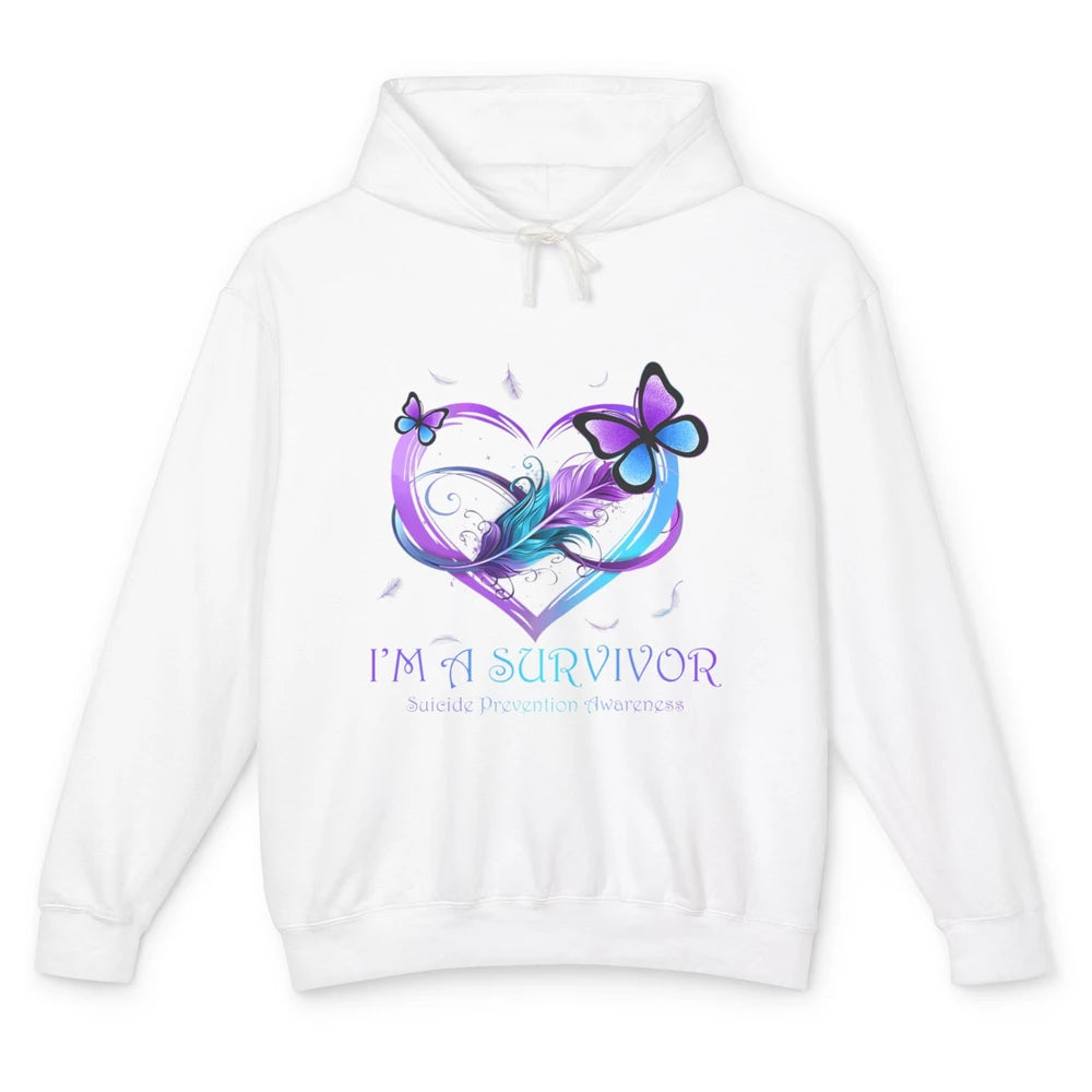 Survivor Purple Teal Heart Love Suicide Prevention Awareness Unisex Lightweight Hoodie