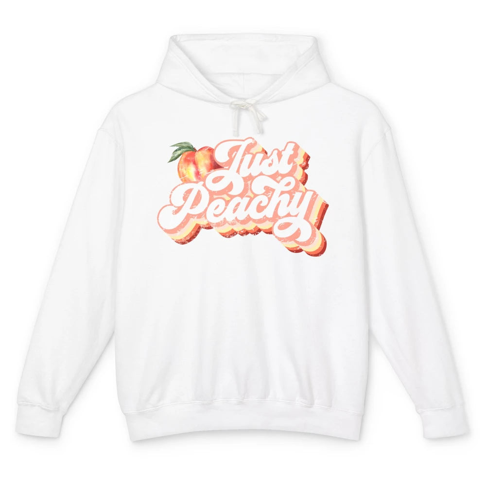 Just Peachy Retro 70s Georgia Peaches Summer Fruit Unisex Lightweight Hoodie