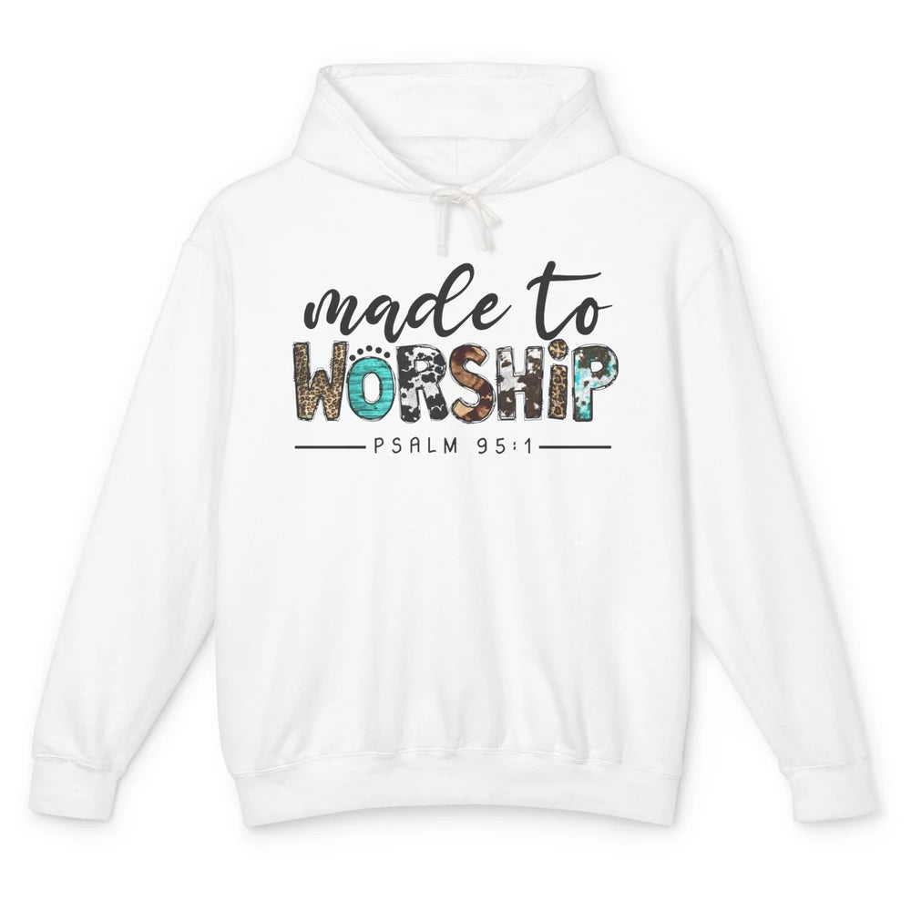 Leopard Made To Worship Bible Christian Western Country Unisex Lightweight Hoodie