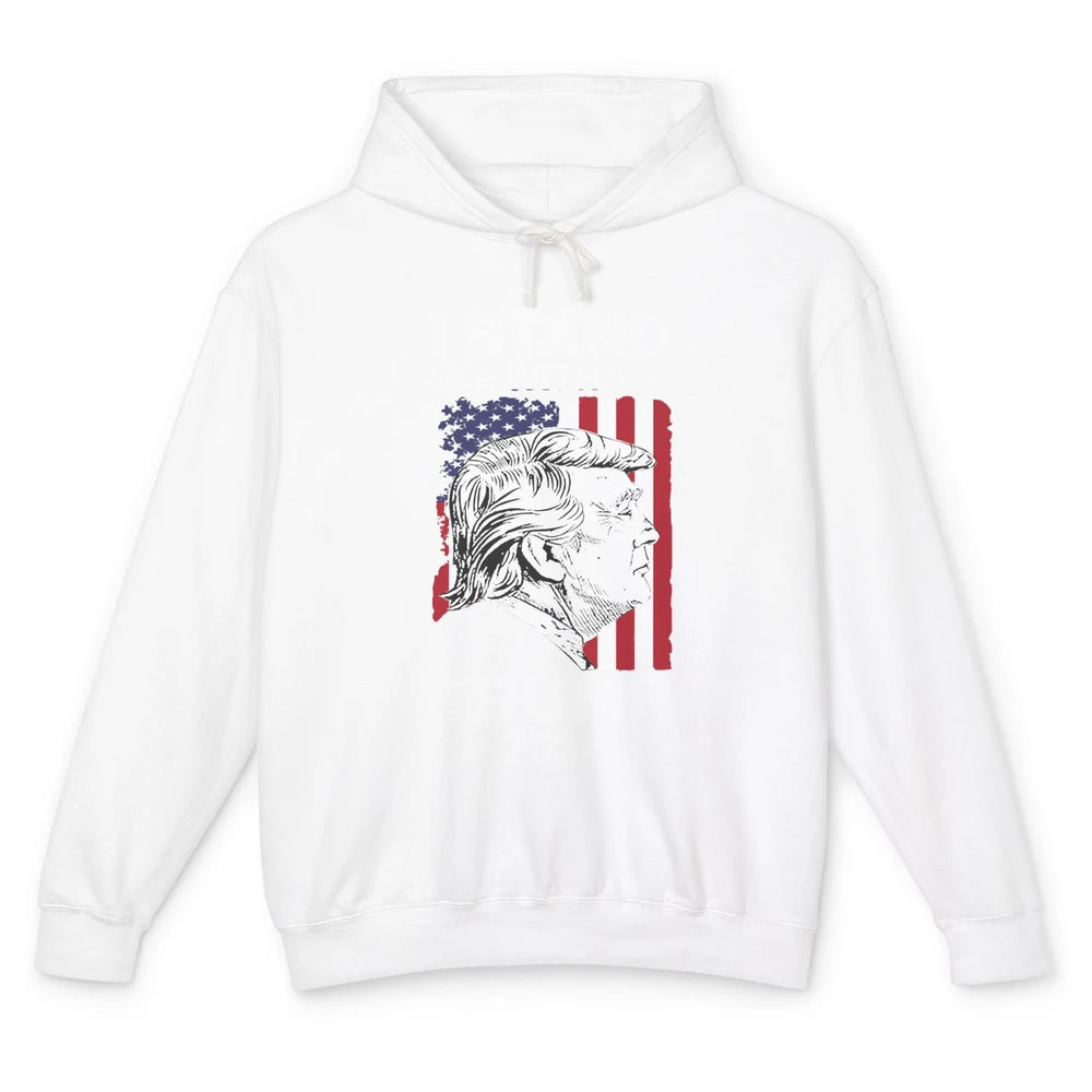 Retro US Flag I Stand With Trump President Trump Return 2024 Unisex Lightweight Hoodie