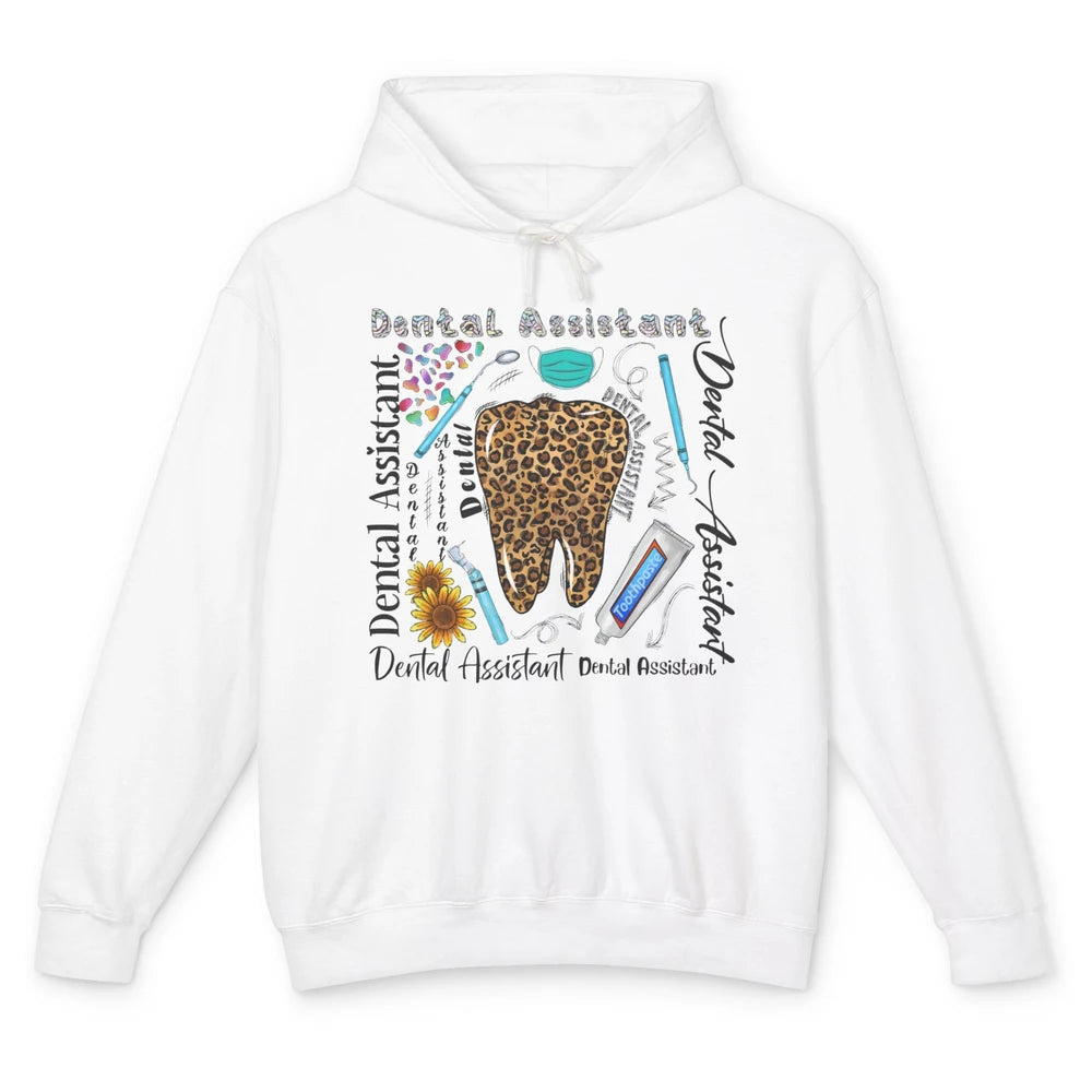 Dental Assistant Tooth Leopard Dentist Life Sunflower Nurse Unisex Lightweight Hoodie