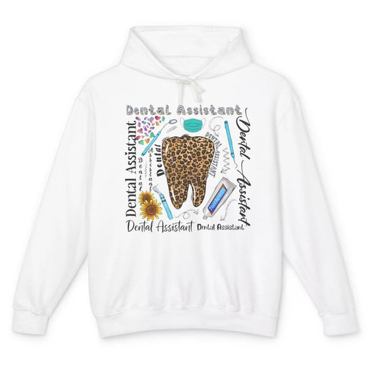 Dental Assistant Tooth Leopard Dentist Life Sunflower Nurse Unisex Lightweight Hoodie