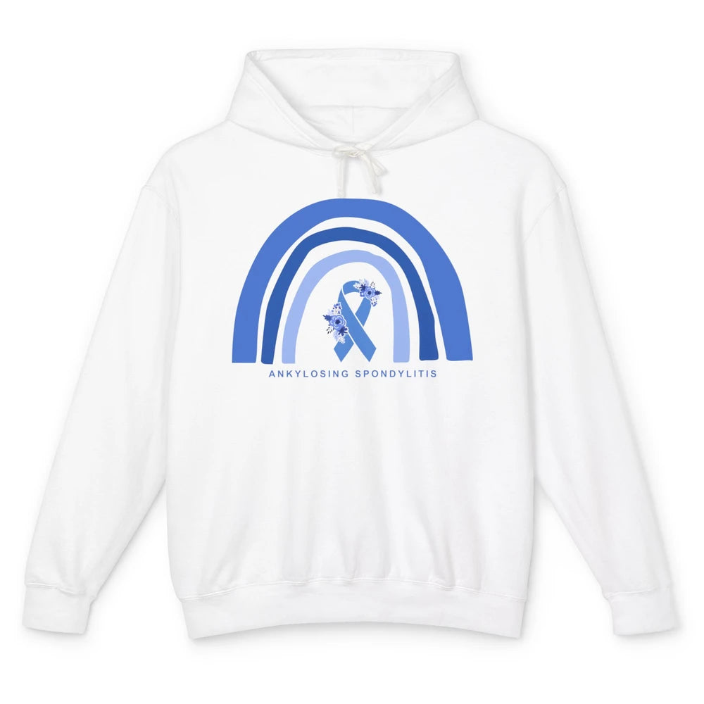 Ankylosing Spondylitis Awareness Support Floral Blue Ribbon Unisex Lightweight Hoodie